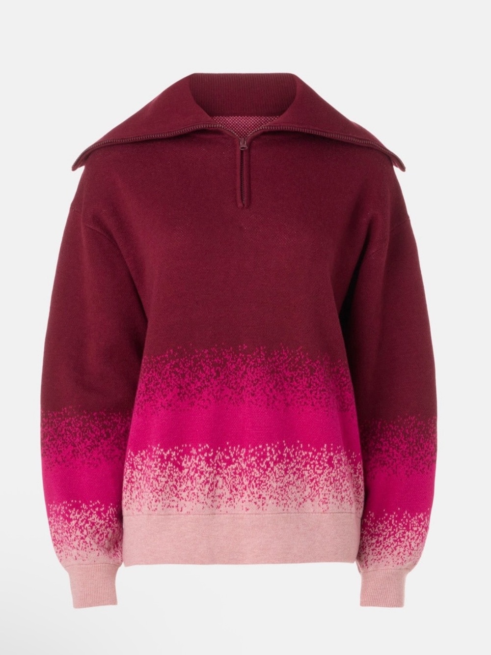 Terez Ombre Half-Zip Cowl Sweater in Burgundy, Hot Pink & Blush
